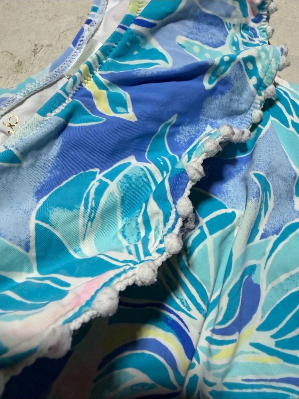 Lilly Pulitzer blue Floral One-Shoulder Swim Suit 8